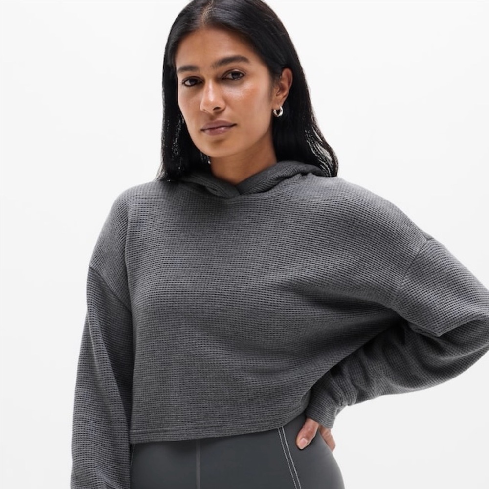 NWT Athleta Tranquil Waffle Hoodie - Charcoal Grey - Size Small